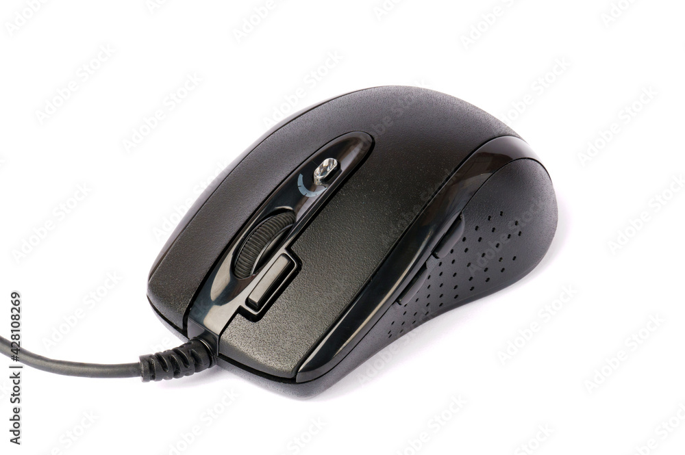 black computer mouse isolated on white background. black computer mouse isolated on white background.