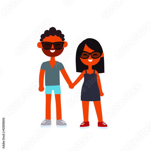 couple guy and girl, cartoon flat style isolated vector illustration.