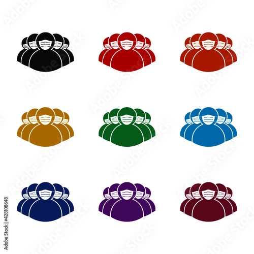 Face mask sign isolated on white background color set