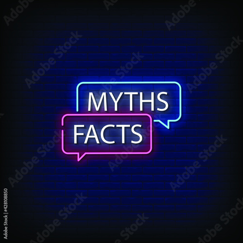 Myths Facts Neon Signs Style Text Vector