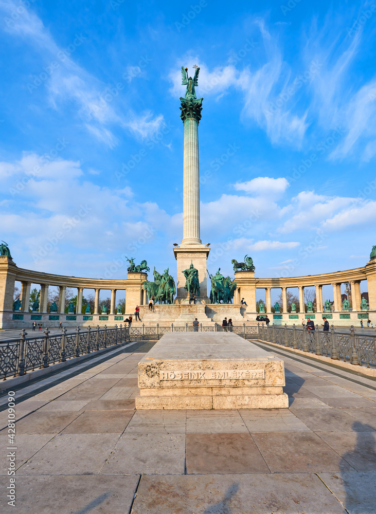  View of Heroes square , Budapest, Hungary