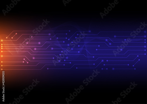Abstract futuristic technology background. Digital circuit line and curve polygonal connecting concept. Graphic science visualization vector illustrator. 