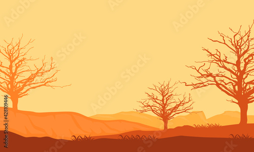 Clear afternoon skies with incredible natural views from the suburbs. Vector illustration