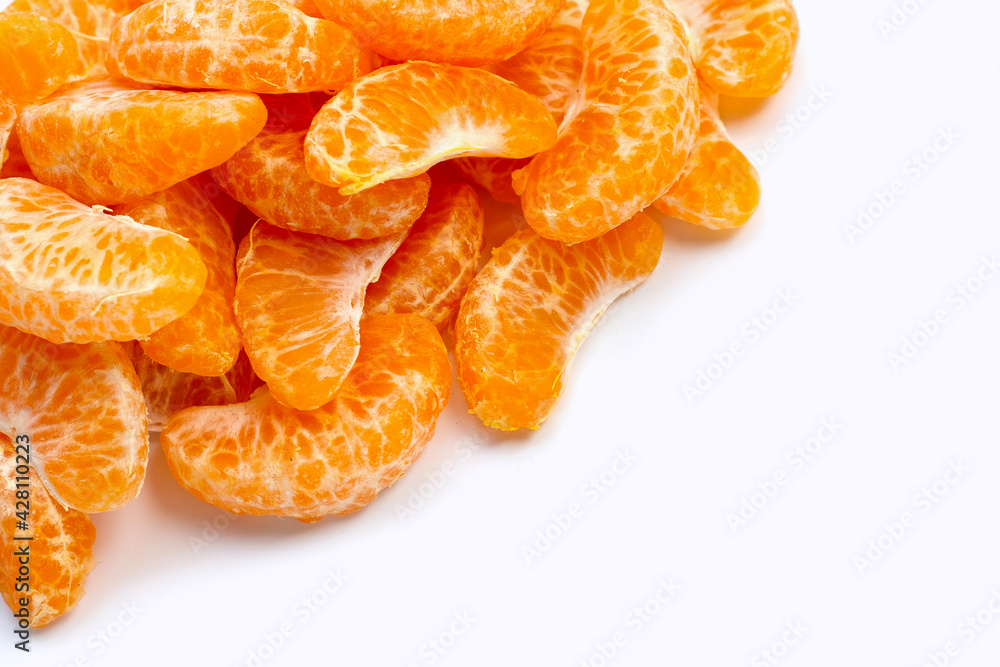 Fresh orange segments on white background. Fresh orange segments on white background.