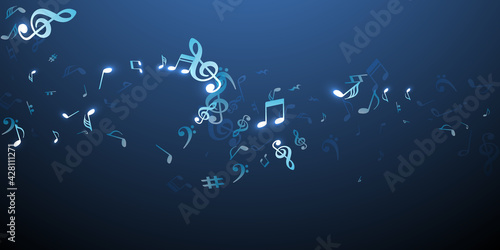Music note icons vector backdrop. Melody notation