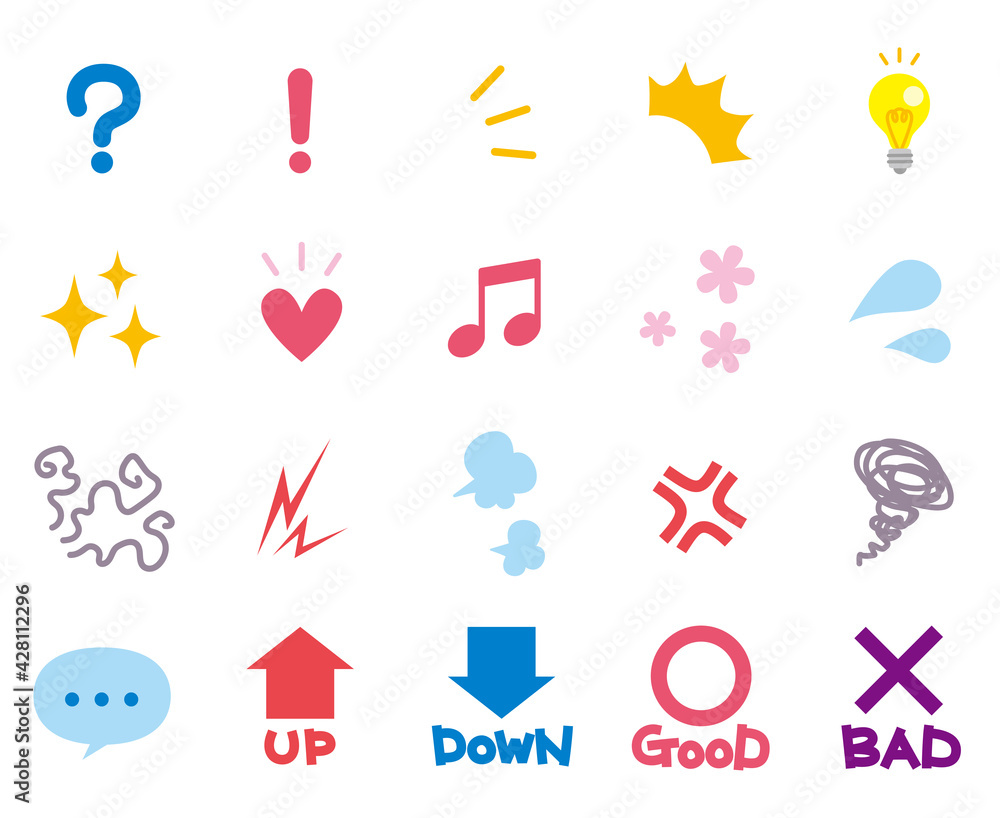 よく使うシンプルで可愛いアイコン セット イラスト Stock Vector Adobe Stock
