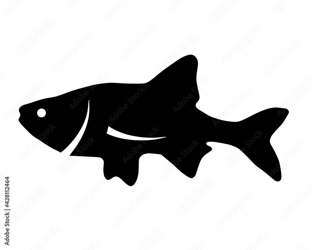 Black silhouette of fish on white background Black silhouette of fish on white background