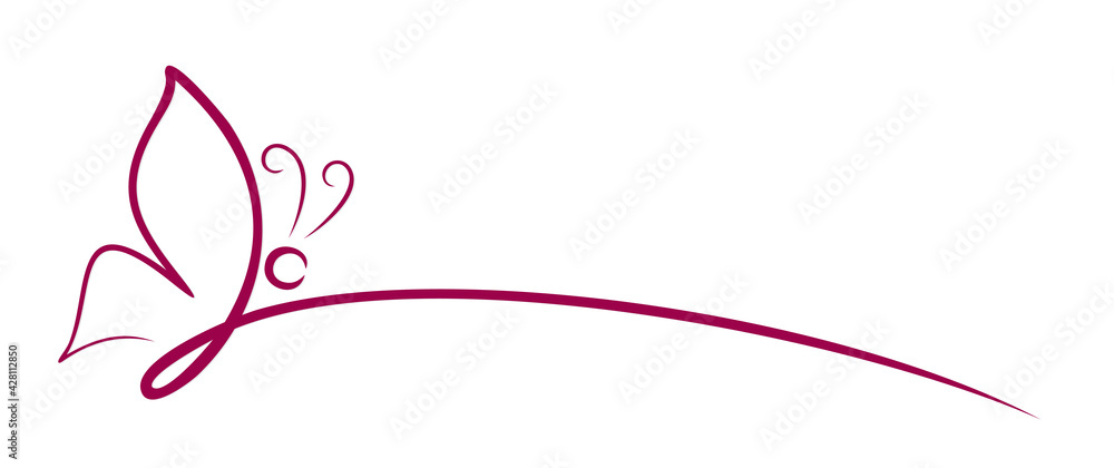 The symbol of a red butterfly one line. The symbol of a red butterfly one line.