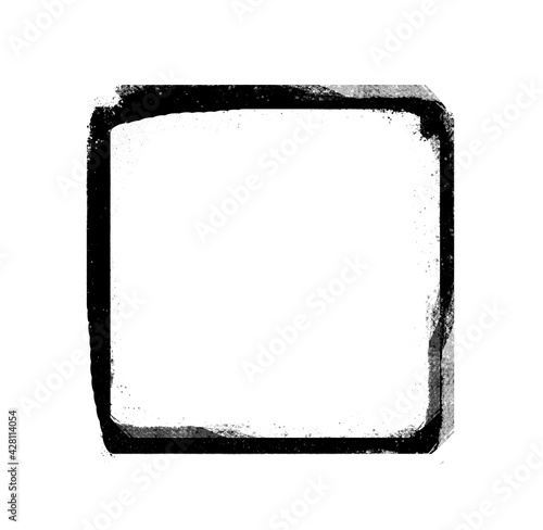 Watercolor black square on the white background