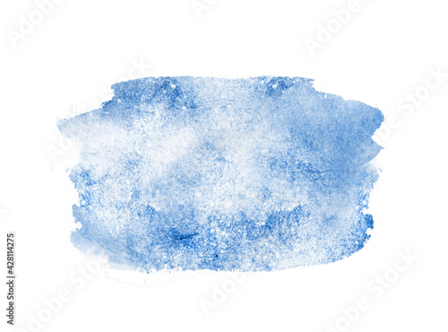 Watercolor blue rectangle on white background