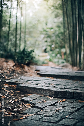 way. small stone path in the park. motivational picture to move forward the steps of life.