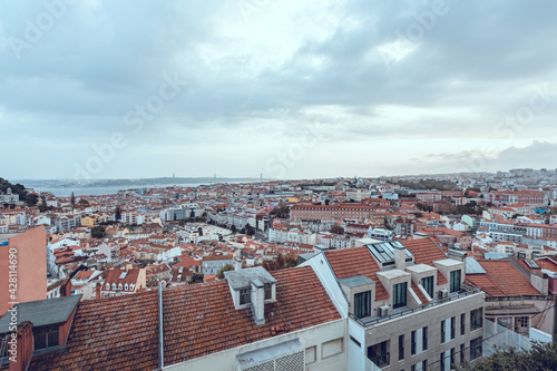 City. wide panoramic view of the city in Portugal. style houses and residential areas