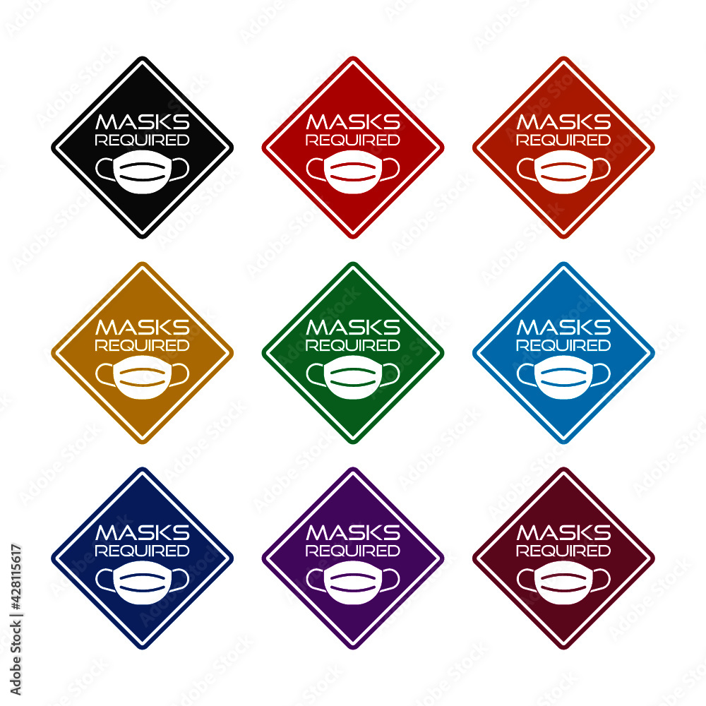 Obraz premium Mask wear sign Isolated On White Background color set