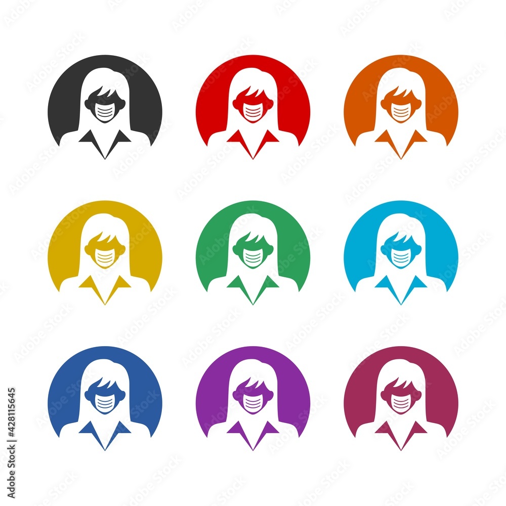 Face mask icon isolated on white background color set Face mask icon isolated on white background color set