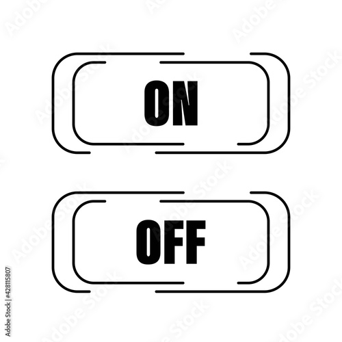 Turn on and off button icon. Hand drawn element, vector illustration in black on white background.