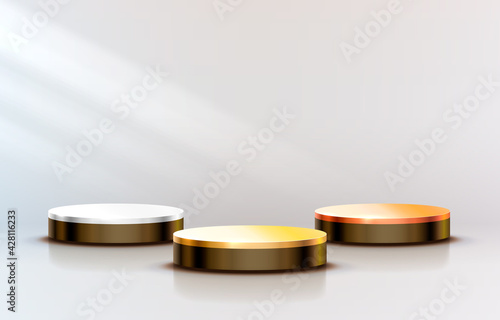 White winners podium for business concepts, Podium set object. Vector