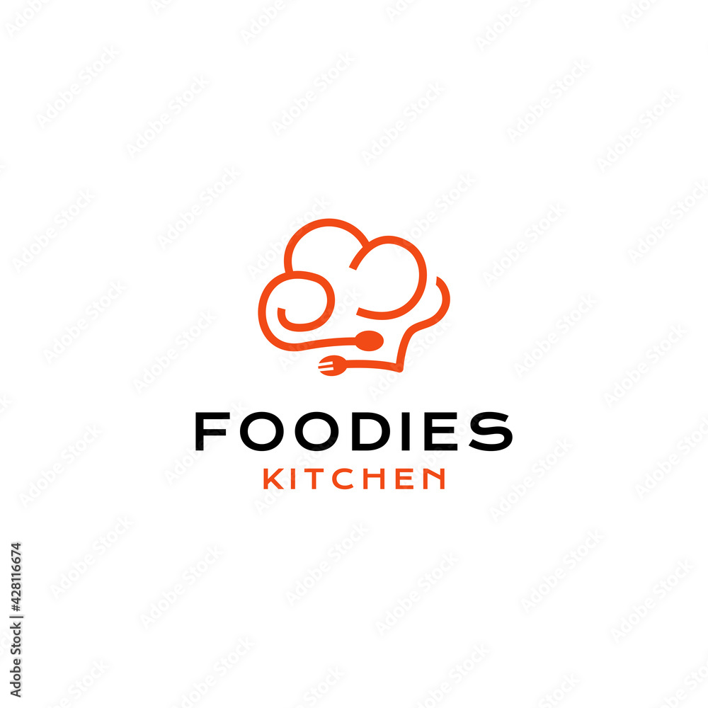 Foodies Kitchen logo vector icon illustration simple style for your business Foodies Kitchen logo vector icon illustration simple style for your business