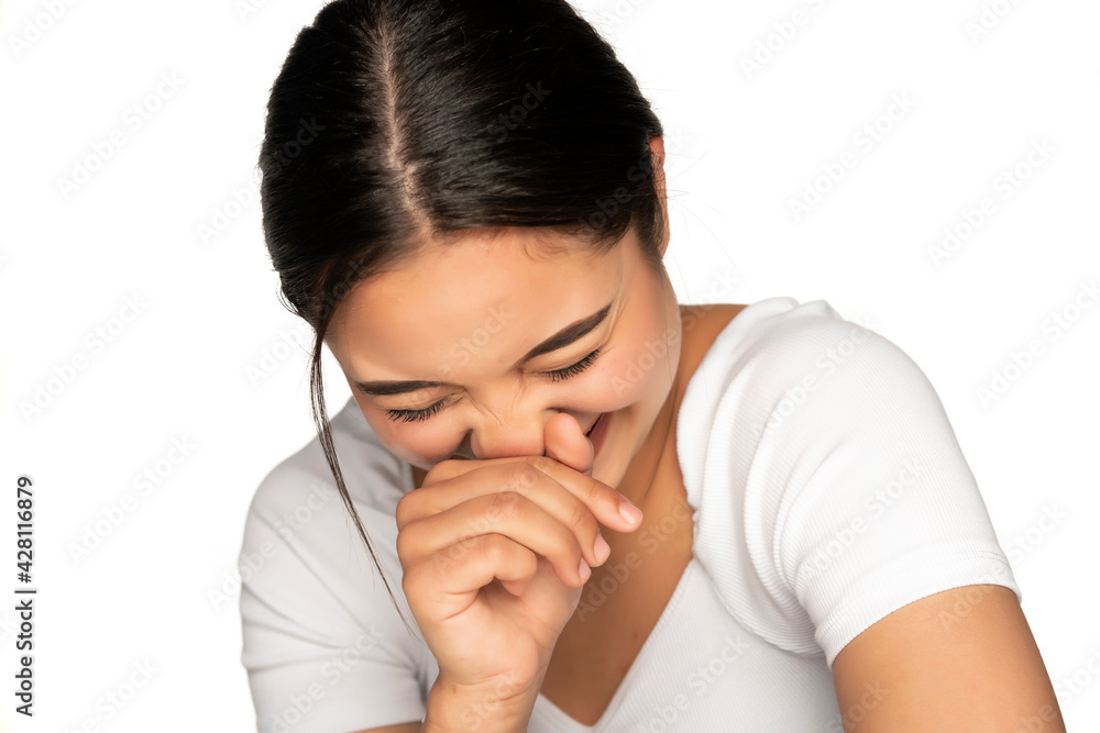 portrait of a young beautiful woman laughing portrait of a young beautiful woman laughing