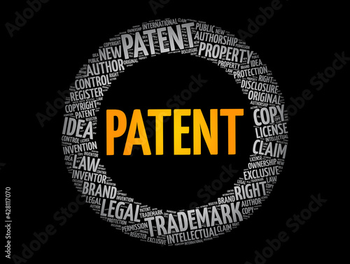 Patent word cloud collage, concept background