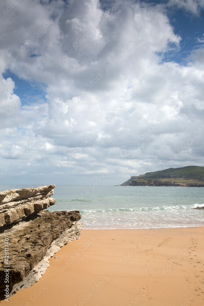 View of Rocks on Langre Beach; Santander