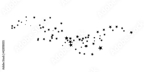 Stars on a white background. Black star shooting with an elegant star. Meteoroid, comet, asteroid.