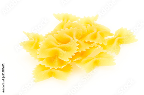 Raw dry farfalle pasta for cooking