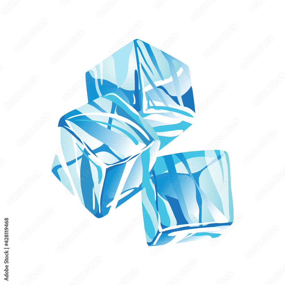 Water ice cube icon. Frozen water particles. Set of translucent ice cubes in blue colors. Realistic blue solid water Water ice cube icon. Frozen water particles. Set of translucent ice cubes in blue colors. Realistic blue solid water