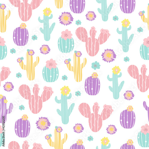 vector seamless pattern with cacti © Lesya