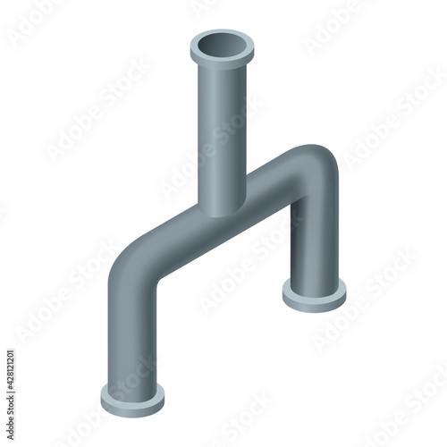 Isometric pipe. Water tube or pipeline for oil or gas industry tube construction. Plastic plumbing system in 3d. Piece of pipe