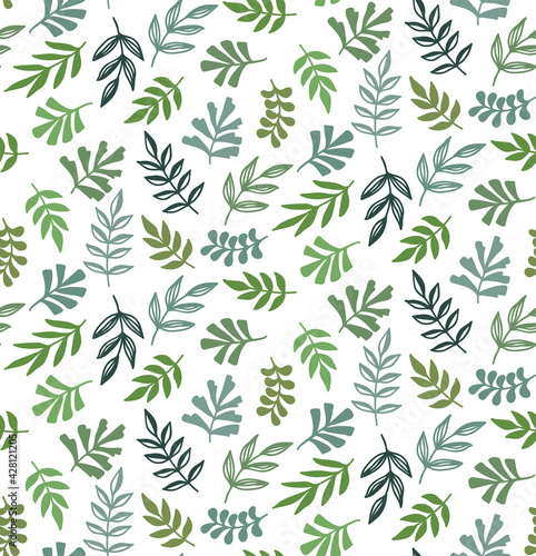 Floral green leafs botany seamless vector pattern