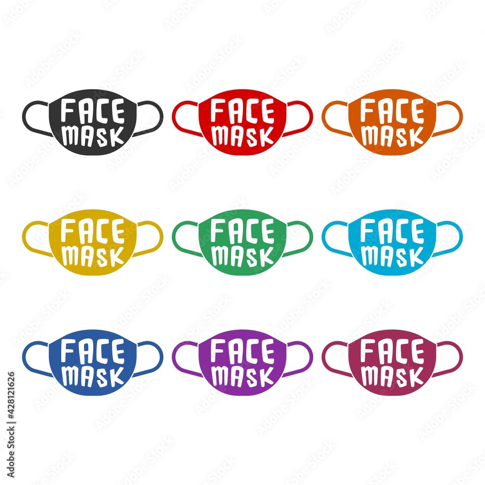 Face mask icon isolated on white background color set