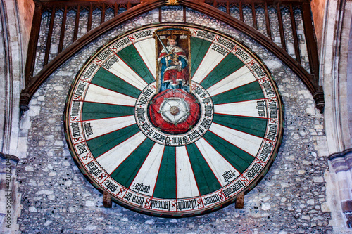 Canvastavla Winchester, England , November 2018 Great Hall King Arthur round table