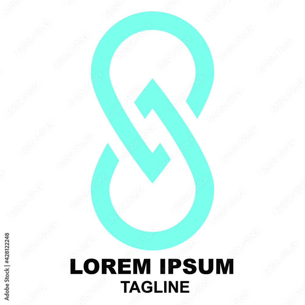 Blue infinity symbol logo number 8 vector Blue infinity symbol logo number 8 vector