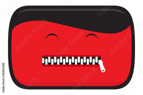 Video Social media icon with zipper on mouth . Censored video content. Vector illustration