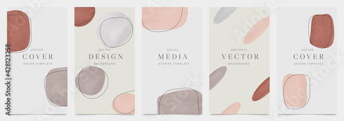 Minimal cover vector design collection. Organic shape abstract arts style background. social media and mobile wallpaper. vector illustration.