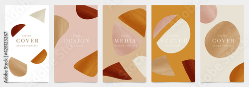 Minimal cover vector design collection. Organic shape abstract arts style background. social media and mobile wallpaper. vector illustration.