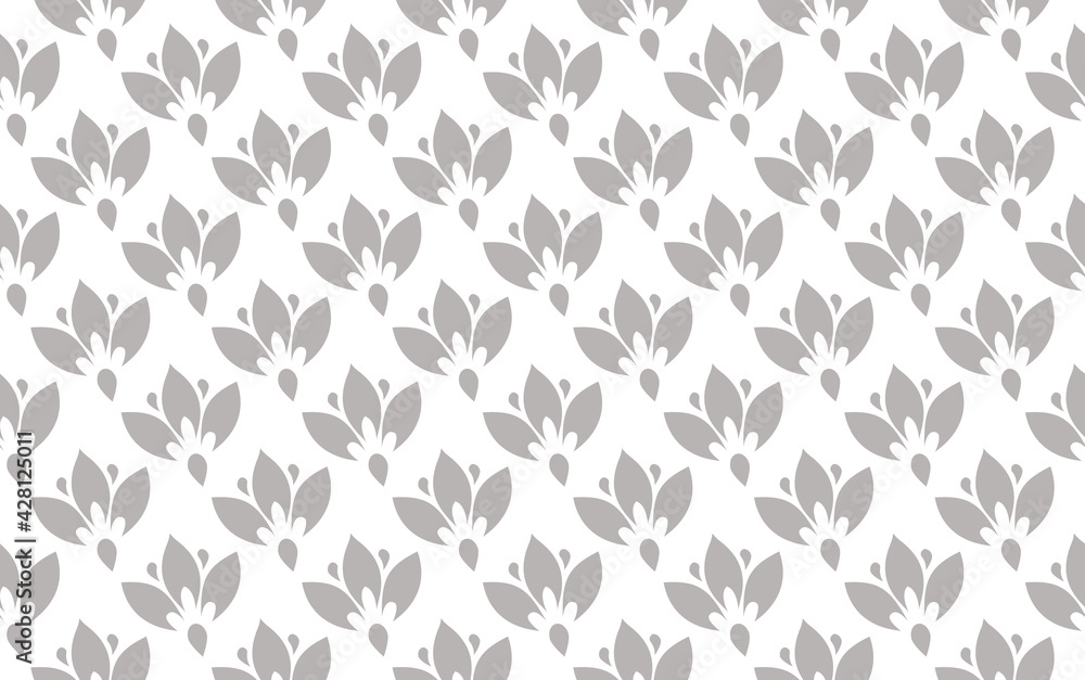Flower geometric pattern. Seamless vector background. White and gray ornament. Flower geometric pattern. Seamless vector background. White and gray ornament.
