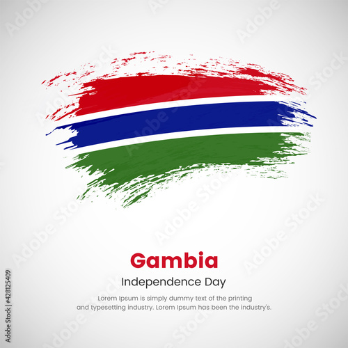 Brush painted grunge flag of Gambia country. Independence day of Gambia. Abstract creative painted grunge brush flag background.