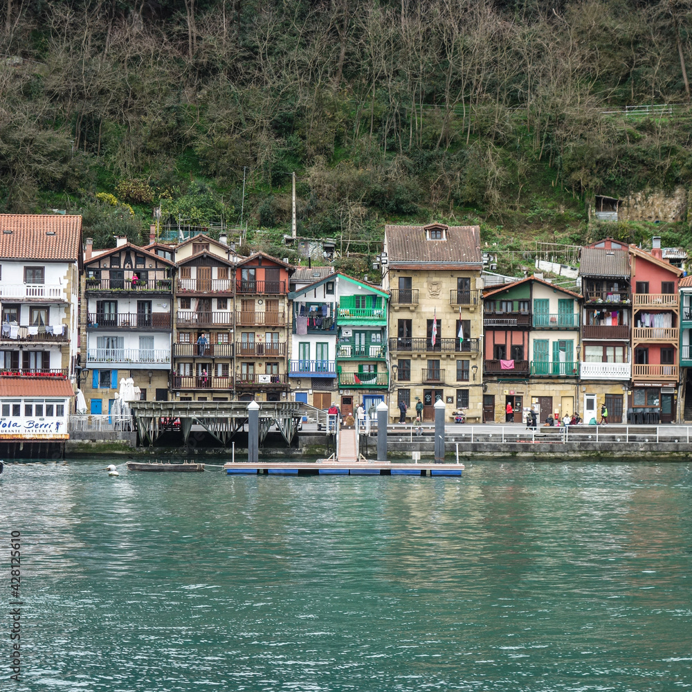 San Sebastian, Spain - March 1, 2021: The scenic Basque fishing village of Pasaia, near San Sebastian