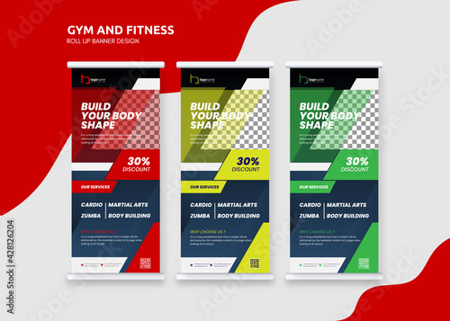 Premium Gym Fitness Roll up Banner Design Template,
Modern Gym Roll Up Banner Design.