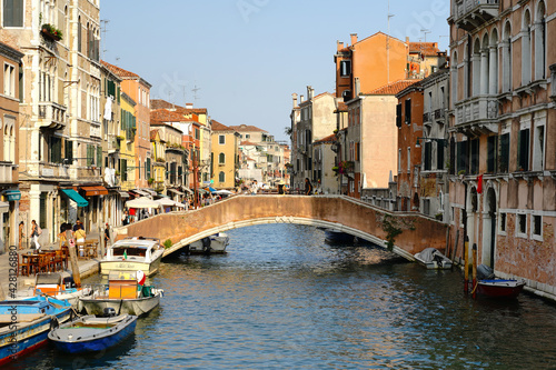 Bridge to Calle dei Ormesini crossing rio della Misericordia, Venice, Metropolitan City of Venice, Italy.