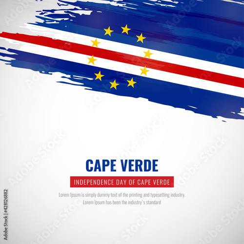 Free Download Happy independence day of Cape Verde with brush style watercolor country flag background - GFXLoad