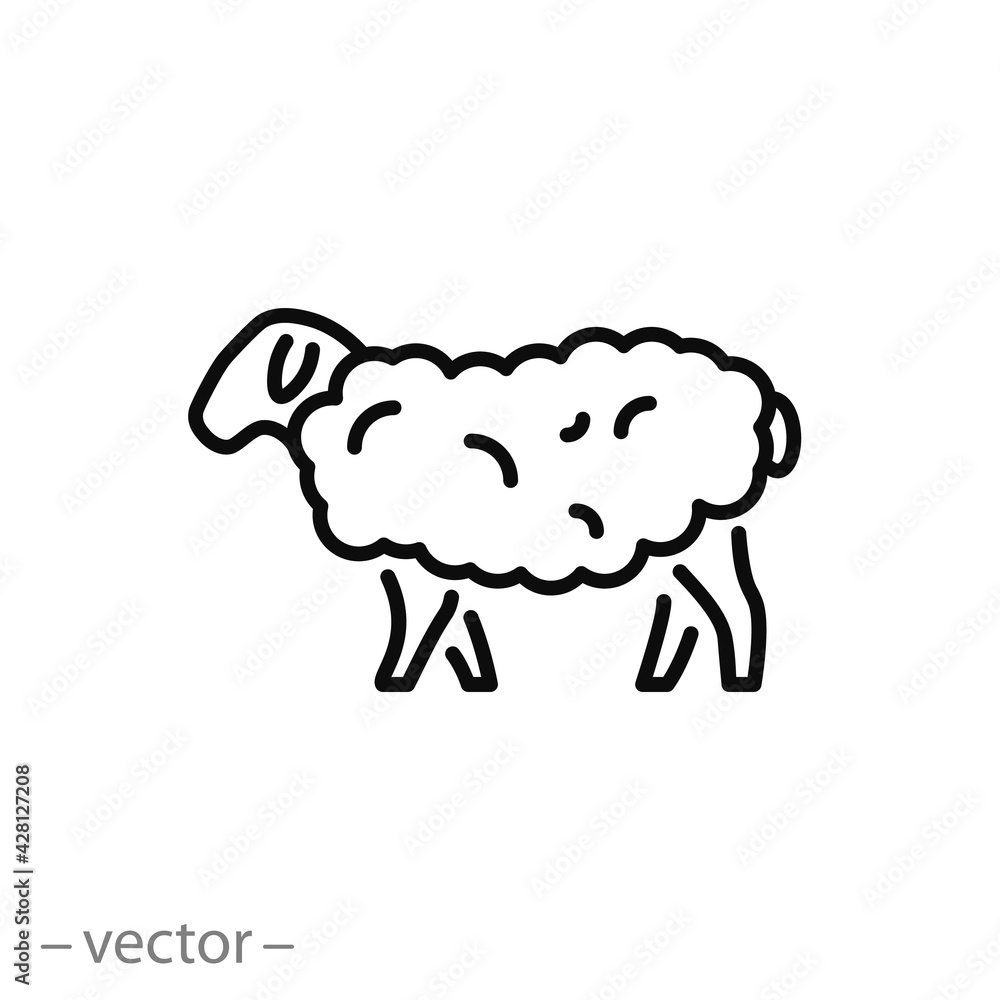 sheep or goat icon, fluffy lamb, woolly livestock, ewe pasture, thin line symbol on white background - editable stroke vector eps10 sheep or goat icon, fluffy lamb, woolly livestock, ewe pasture, thin line symbol on white background - editable stroke vector eps10