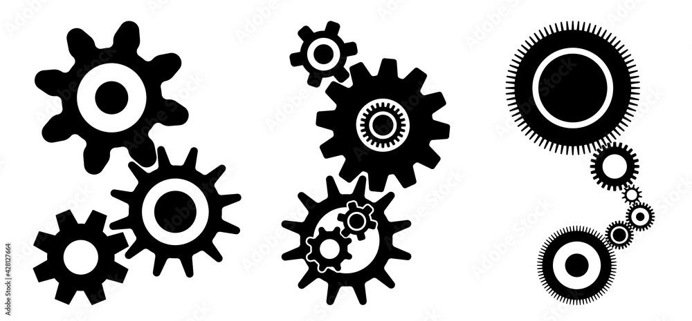 Set of cogwheels connected. Teamwork concept illustration on white background. Set of cogwheels connected. Teamwork concept illustration on white background.