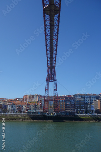 Bilbao, Spain - April 2, 2021: Underside of the Vicaya Bridge on the Nervion river photo