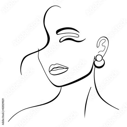 Fashion lineart portrait of young beautiful woman
