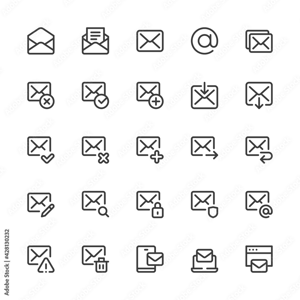 Simple Interface Icons Related To Mail Email Letter In An Envelope Simple Interface Icons Related To Mail Email Letter In An Envelope