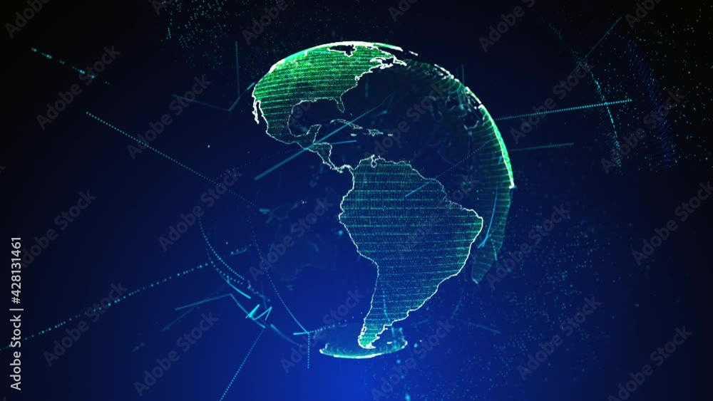 Digital Clouds Earth rotating animation social future technology abstract business scientific growth network Digital Clouds Earth rotating animation social future technology abstract business scientific growth network