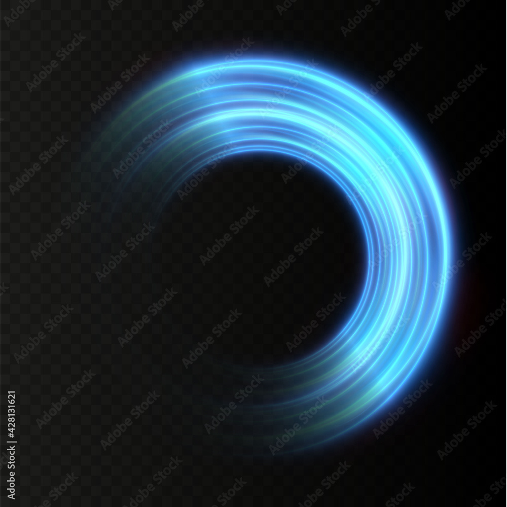 Abstract vector light neon lines swirling in a spiral. Light simulation of line movement. Light trail from the ring. Illuminated podium for promotional products. Abstract vector light neon lines swirling in a spiral. Light simulation of line movement. Light trail from the ring. Illuminated podium for promotional products.