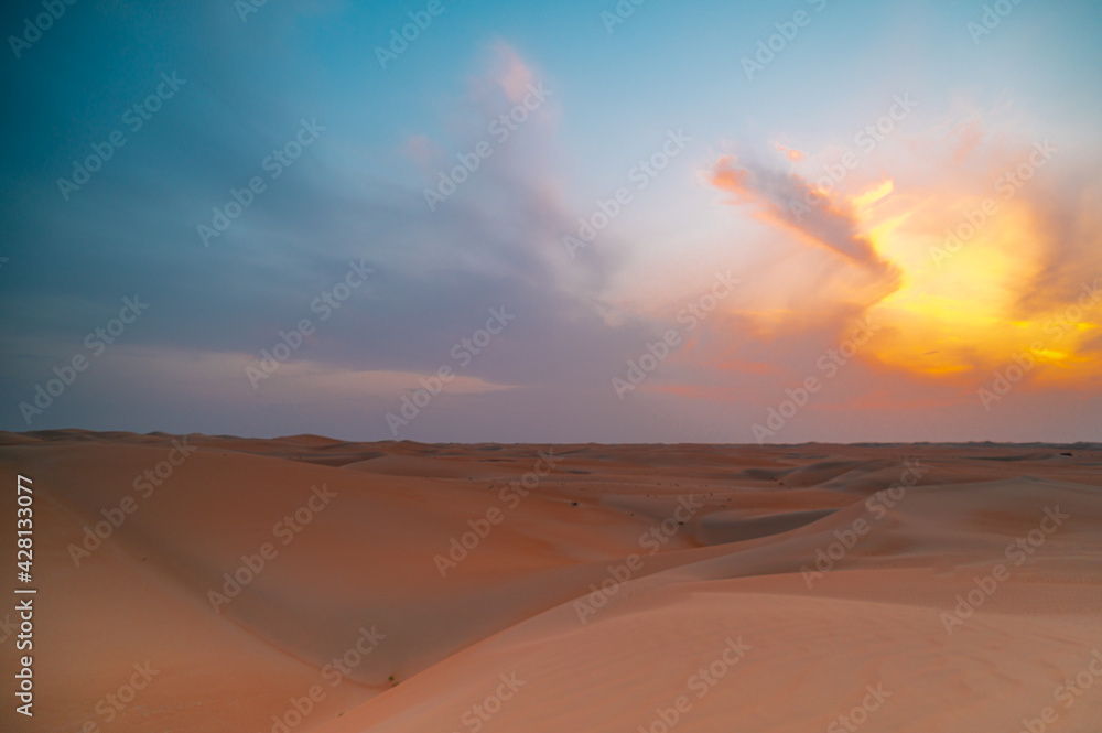 sunset over the desert